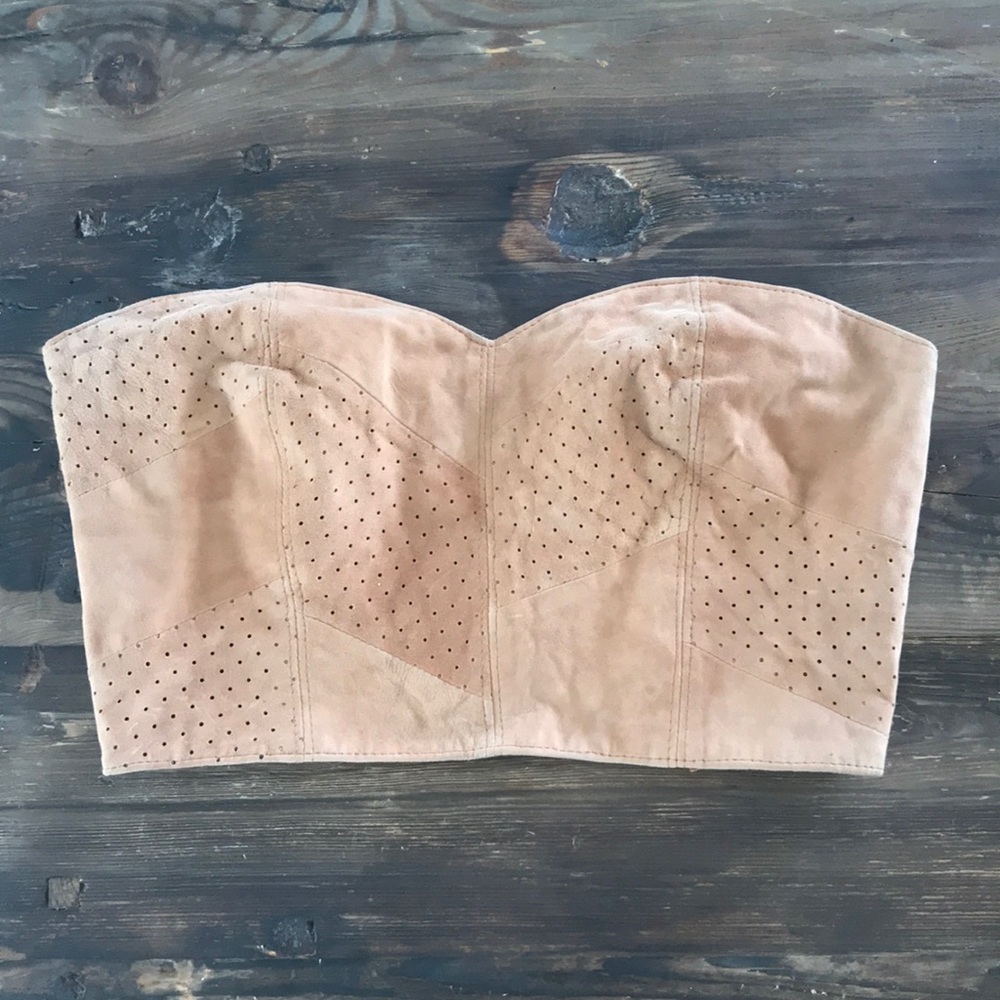 Gorgeous suede leather bustier crop top